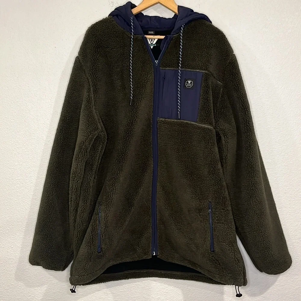 NWOT VISSLA Walter Sherpa fleece zip front jacket XXL